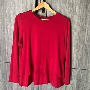 J. Jill  Wearever collection Red Peplum Shirt